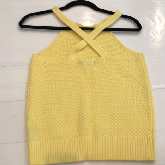 525 America Bright Yellow Knit Crisscross Top S - Picture 6 of 8
